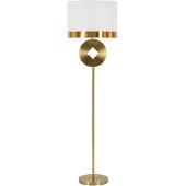 Mauro Ferretti Lampadaire Coin 151 Cm - Lampadaire Glamour En Métal Doré Avec Décoration Géométrique Et Abat-Jour En Tissu - E27 40 W