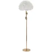Mauro Ferretti Lampadaire Blanc Fin 165 Cm - Lampadaire Glamour En Métal Doré Et Plumes - Design Sinueux Et Élégant - E27 40 W
