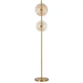 Mauro Ferretti Lampadaire Venice Glam 30 X 30 X 170 Cm - Lampadaire 2 Lumières En Métal Doré Avec Abat-Jour En Verre Dépoli - Douille E14 40 W - Design Élégant