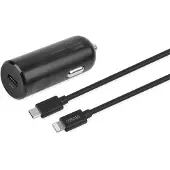 Deltaco USBC-CAR124 chargeur de périphérique mobile Black Auto, Adaptateur pour véhicule, Noir