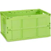 Relaxdays 2 caisses de transport professionnelles, caisses pliantes robustes, usage professionnel, plastique haut de gamme, qualité supérieure, 60 litres, vert