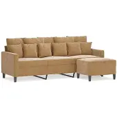 vidaXL Canapé 3 places avec pouf brun 180 cm velours