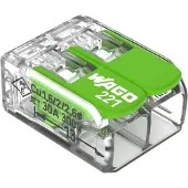Wago Borne 221 Green 3x6mm2 Connecteur Compact à Levier 3 Fils -