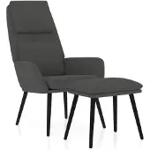 vidaXL Fauteuil relax avec pouf Tissu gris foncé
