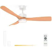 Grunkel SKYSTYLE52, ventilateur de plafond, bois, blanc, pour plafond, plastique, métal, 44 dB, 132 cm