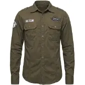 Brandit Chemise 'Luis' olive / noir / blanc