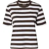 Selected T-shirt 'SLFESSENTIAL' brun foncé / blanc