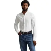 Gant pour homme. 3250271 Chemise Regular Fit en maille piqué élastique blanche (S), Casuel, Coton, Manche longue