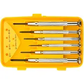 Topex Jeu de tournevis de précision - - 39D559 - Acier chrome-vanadium - 6 unités - Tailles 1,4 à 2,4 mm