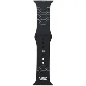 Audi Bracelet Apple Watch 44 mm en silicone noir à motif géométrique
