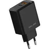 Beline 45W 1xUSB-C + 1xUSB GaN PD 3.0 QC 3.0 chargeur secteur sans câble - noir