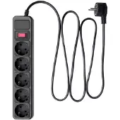 Akyga Bloc multiprises Protection contre les surtensions AK-SP-06B 5 prises CEE 7 (5x, CEE 7/4, 3 m)