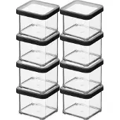 Rotho Boîtes en plastique carrées 8 x 500 ml LOFT noires pour aliments, friandises, fourrage