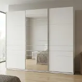 Dmora Carasco - Garde-robe Grande, 263x224h cm Blanc Mat, Porte-manteaux