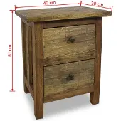 vidaXL Table De Chevet Bois De Récupération Massif 40 X 30 X 51 Cm