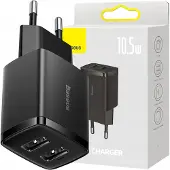 Baseus Chargeur rapide compact, 2X Usb, 10.5W (Noir)