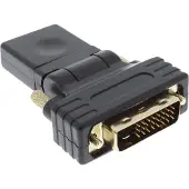 InLine 17660W Adaptateur HDMI-DVI, HDMI prise femelle sur DVI prise, angle flexible, e contacts, compatible 4K2K