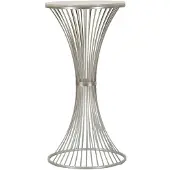 Mauro Ferretti Table Basse Funnel Glam Ø 50 X 100 Cm En Métal Argenté Et Marbre - Piètement Tressé Au Design Moderne