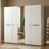Dmora Martano - Grande garde-robe, 224x206h cm Blanc Mat, Porte-manteaux