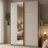 Dmora Pasturo - Grande Armoire, 146x218h cm Blanc Crème, Porte-Manteaux