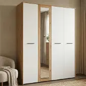 Dmora Monvalle - Garde-robe Grande, 158x204h cm Blanc Mat, Porte-manteaux