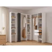Dmora Dindo - Grande Armoire, 234x205h cm Blanc, 2 Tiroirs