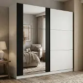 Dmora Prela - Grande Armoire 217x210h cm Blanche, Porte-manteaux