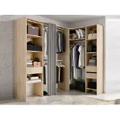 Dmora Pali - Grande Armoire, 214x205h cm Chêne Brun, 3 Tiroirs