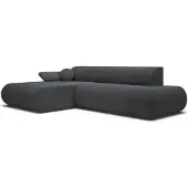 Selsey Armone – Canapé d'angle convertible, chenille, pouf à gauche, graphite