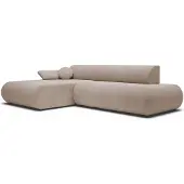 Selsey Armone – Canapé d'angle convertible, chenille, pouf à gauche, beige