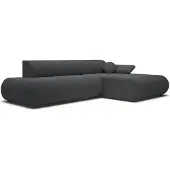 Selsey Armone – Canapé d'angle convertible, chenille, pouf à droite, graphite