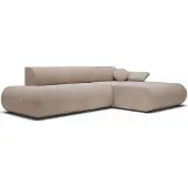 Selsey Armone – Canapé d'angle convertible, chenille, pouf à droite, beige