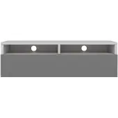 Selsey Rednaw - Meuble TV avec tiroir, Blanc mat / Gris brillant avec LED, 100 cm