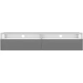 Selsey Rednaw - Meuble TV à deux tiroirs, Blanc mat / Gris brillant avec LED, 140 cm