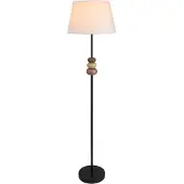 Näve Lampe sur pied - Lampe sur pied "ELINA" / noire / marron, lampe de style naturel, en métal et en tissu, de couleur noire, hauteur 155 cm, diamètre 38 cm, culot E27 – interrupteur intégré