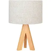 EDM Lampe De Table Bois Tissu Design Scandinave, Abat-jour Tissu -