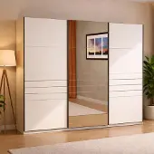Dmora Tures - Grande Armoire, 267x217h cm Blanc Mat, Porte-manteau