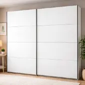 Dmora Salemi - Grande Armoire, 245x218h cm Blanc Mat, Porte-Manteaux