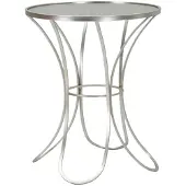 Mauro Ferretti Table Basse Trixy Glam Ø 56 X 68 Cm En Métal Argenté Et Verre Trempé - Design Léger Et Contemporain
