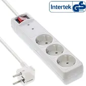 InLine 16431Q Multiprise, 3x contact de protection, avec protection contre les surtensions, avec interrupteur, 1,5m, blanc