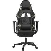 vidaXL Chaise de jeu avec repose-pieds noir et camouflage similicuir