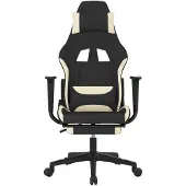 vidaXL Fauteuil gaming avec repose-pieds, tissu noir et crème