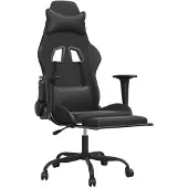 vidaXL Chaise de jeu avec repose-pieds noir similicuir