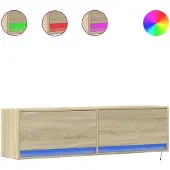 vidaXL Armoire TV murale avec éclairage LED Chêne Sonoma 140x31x38 cm