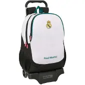 Safta Sac à dos Real Madrid 26/27, 22,5 litres, avec roulettes, couleur blanche. Pour enfants, taille unique, couleur blanche