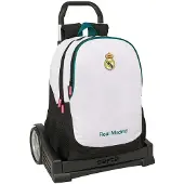 Safta Sac à dos Real Madrid 26/27, 22,5 litres, avec roulettes, couleur blanche. Pour enfants, taille unique, couleur blanche