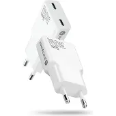 EverActive Chargeur 2 ports USB-C Quick Charge 4+ 30 W SUPER SLIM blanc