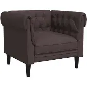 vidaXL Fauteuil Chesterfield Marron foncé Tissu
