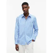 Tommy Hilfiger Chemise 'Regular Fit Flex Stripe' bleu clair / blanc
