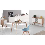 STONES Carlotta Chaise En Polypropylène Éco-Cuir Bleu 4 Pcs
